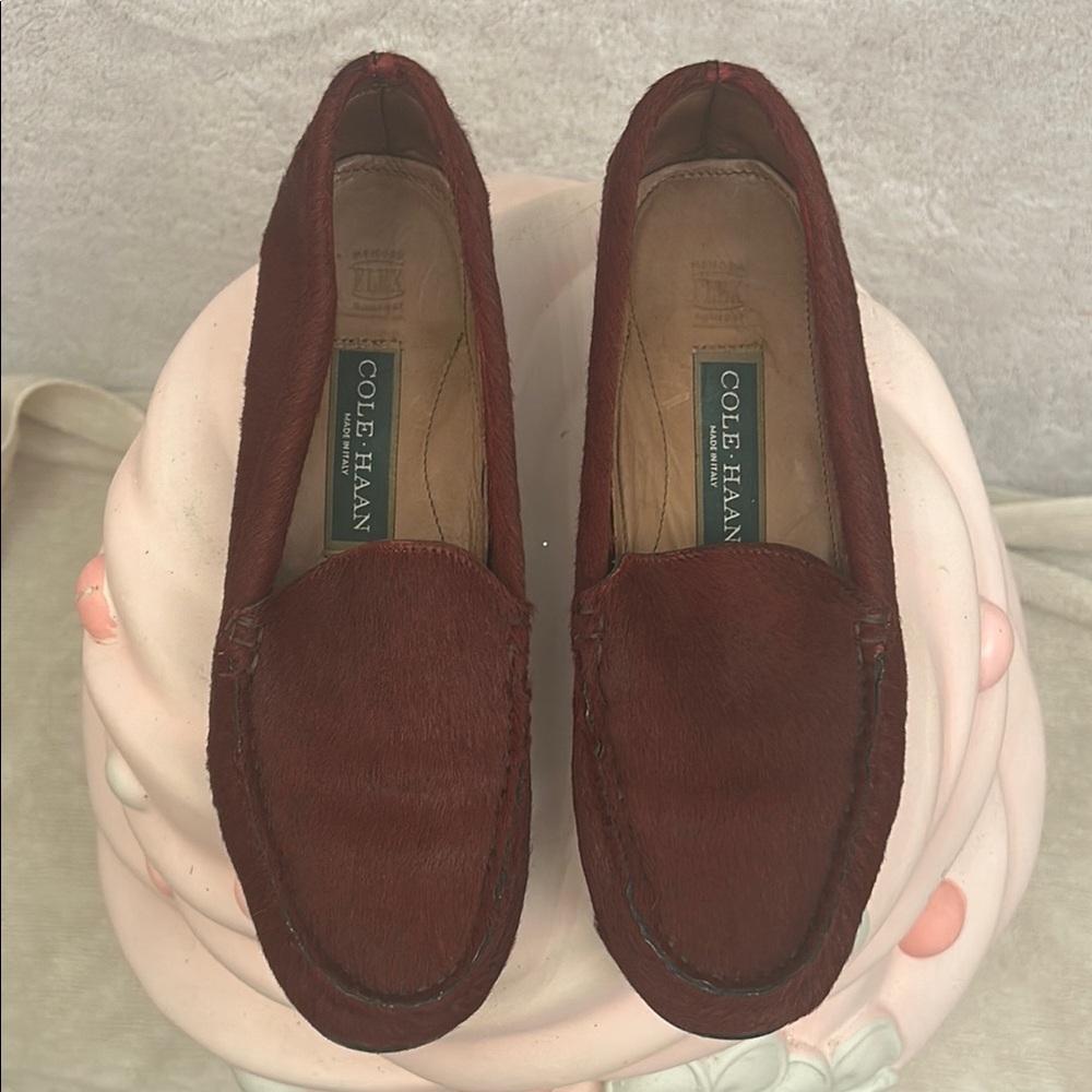 Cole Haan Pony Hair Rich Burgundy Flats
